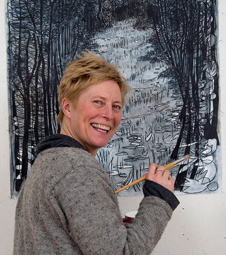 Gabrielle Bradshaw doing the finishing touches to one of her pictures 2018